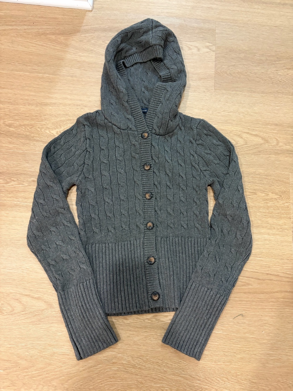 Brandy Melville women’s Cable Knit Button Cardigan - Charcoal Gray